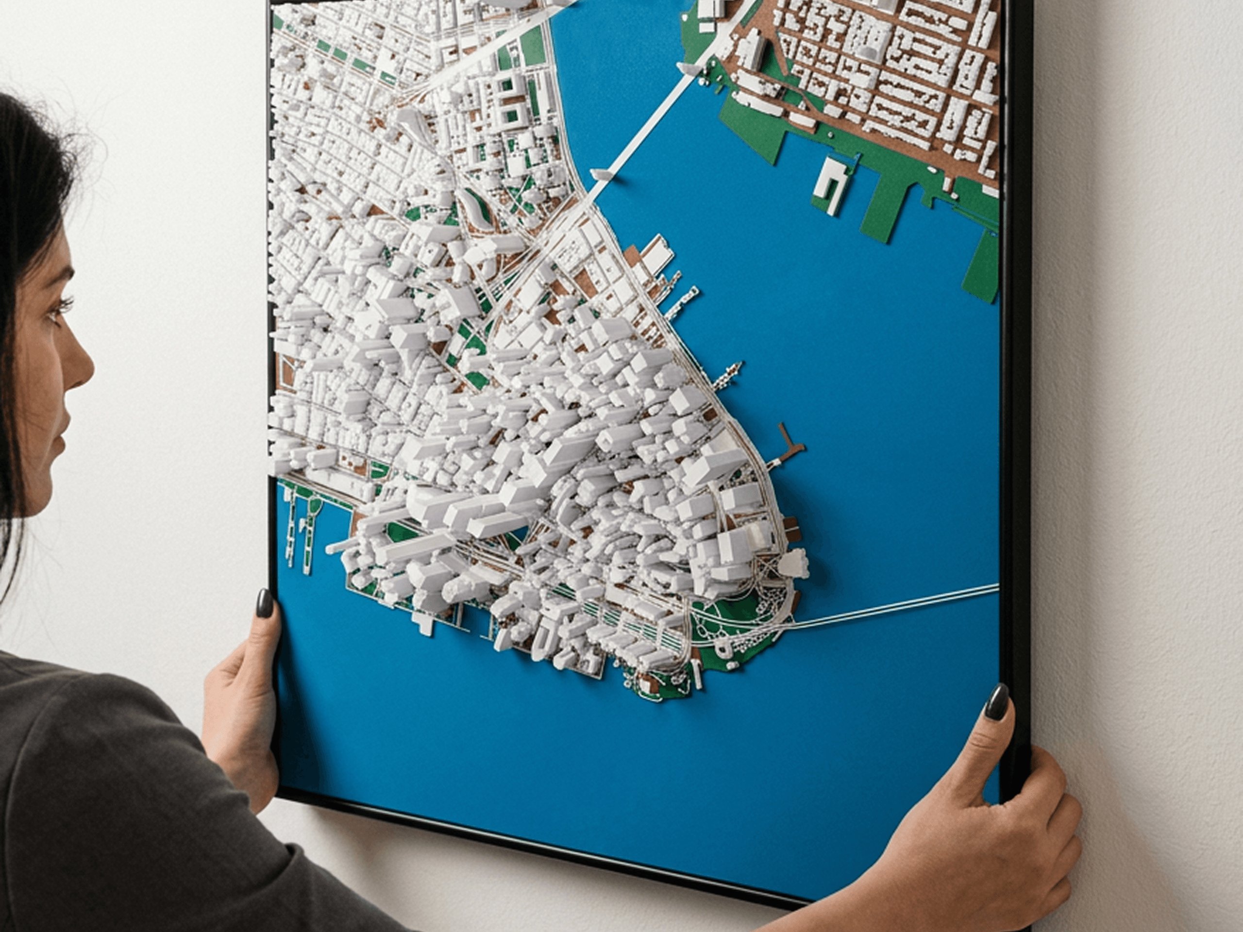 Настенная 3D-модель города на стене